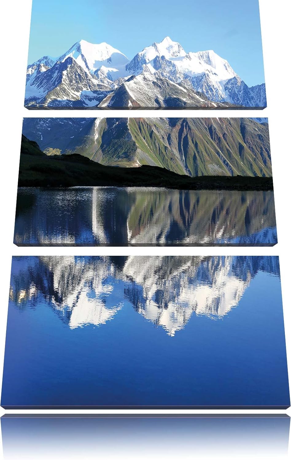 Pixxprint Berge am See 3-Teiler Leinwandbild 120x80 Bild auf Leinwand
