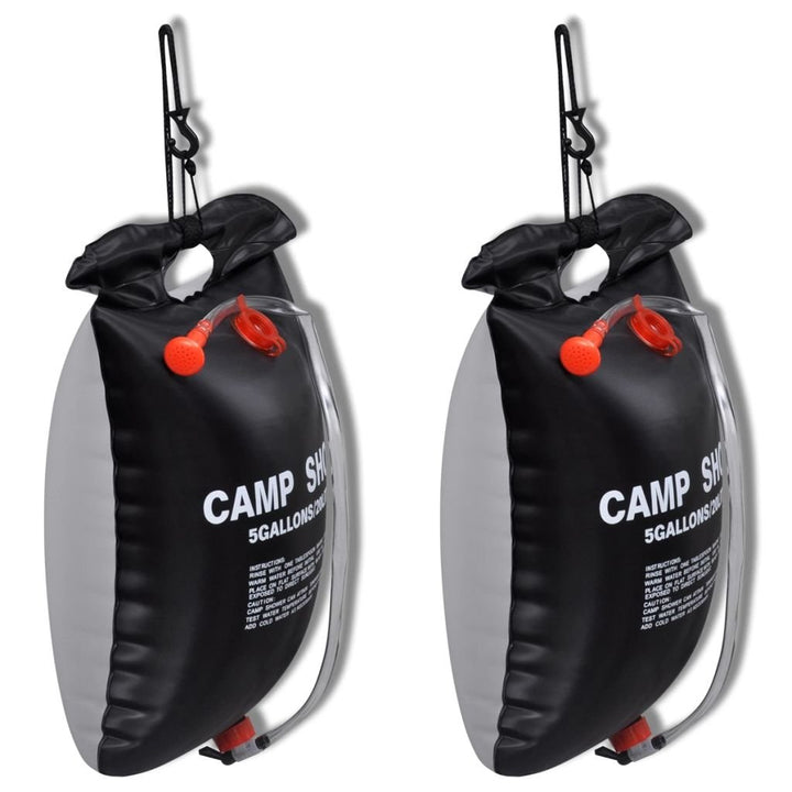 2er Set Solardusche PVC mit Ventil Campingdusche Gartendusche Pooldusche 20L 59,5 x 40cm Schwarz für