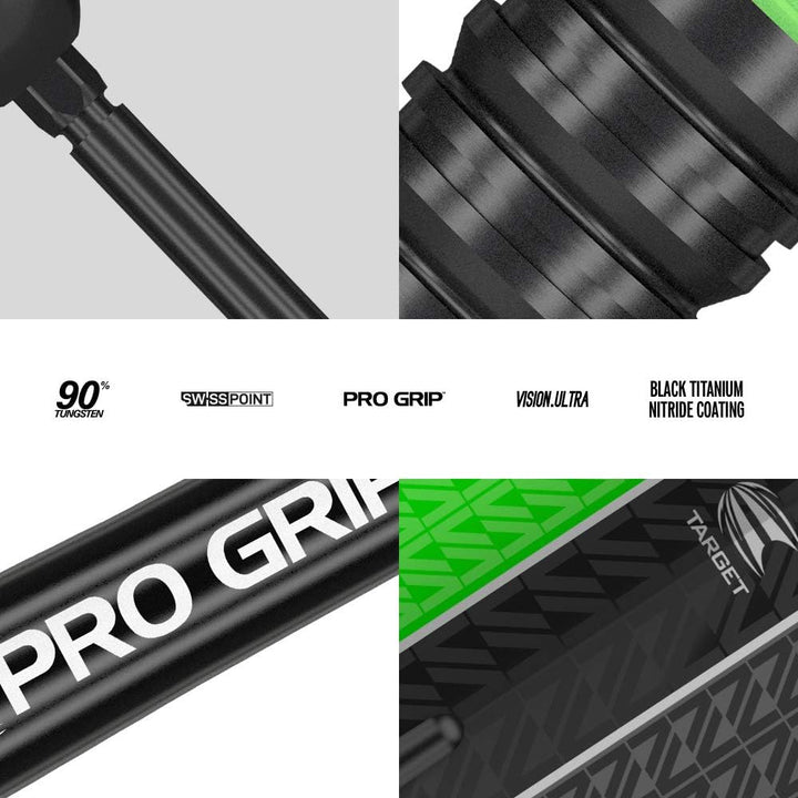 Target Darts Vapor 8 Schwarz-Grün 80% Wolfram Swiss Point Steeldarts Dartpfeile-Set 26G Single, 26G