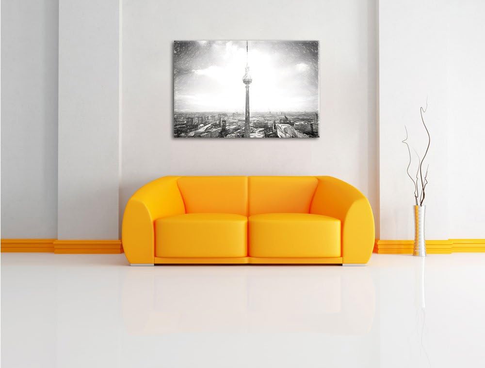 Pixxprint Berliner Fernsehturm als Leinwandbild/Grösse: 100x70 / Wandbild/Kunstdruck/fertig bespannt