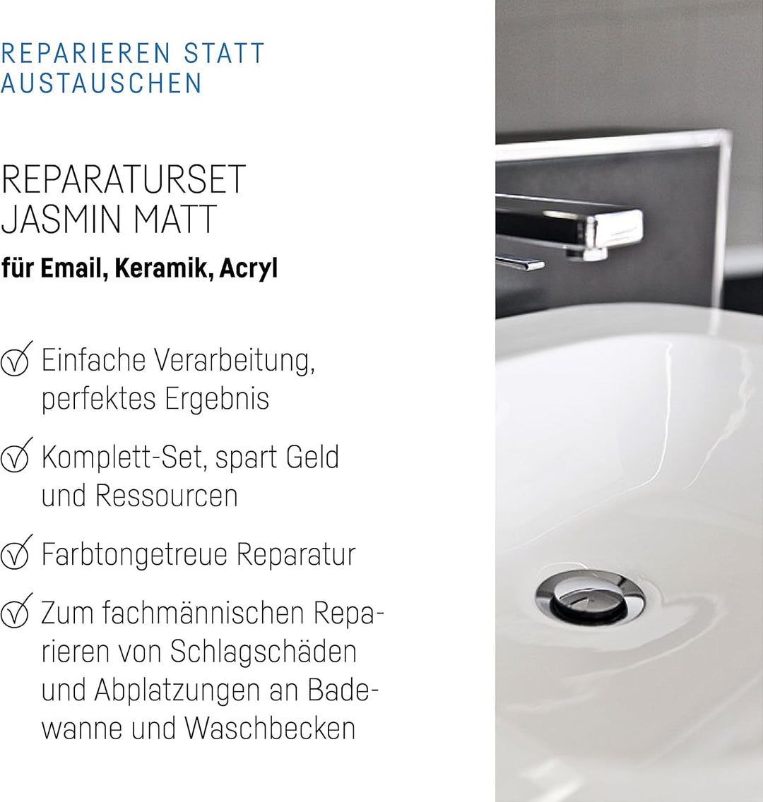 Cramer Reparatur Set jasmin matt - für Badewannen, Duschwannen & Waschbecken - professionelle Lösung