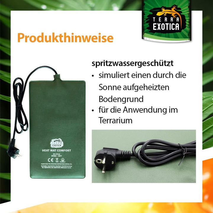 Terrarium Heizmatte Comfort 20 Watt, 20x35 cm - in 10W, 20W, 30W & 40W erhältlich - Wärmematte für R