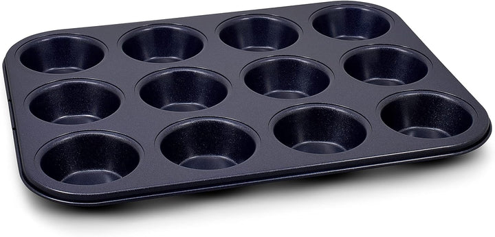 Zyliss E980200 Muffinform, Antihaftbeschichtung, Carbonstahl, Dunkelblau, Blech für 12 Muffins, Muff