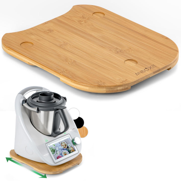 ANBOXIT Gleitbrett für Thermomix TM6/TM5, Brett für Thermomix mit Rollen, Leicht Gleitendes Bambus R