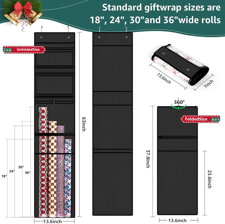 Geschenkpapier-Organizer, doppelseitig, zum Aufhängen, Geschenkpapierrollenhalter für Weihnachten, 1