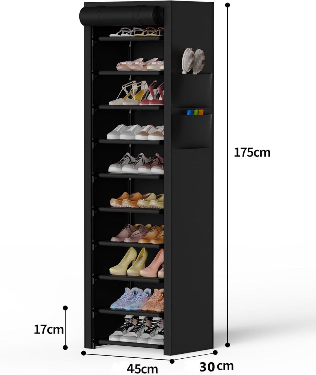 Schuhregal mit 11 Ebenen, Schuhschrank Hoch mit Staubdichtem Überzug für 20-22 Paar Schuhe, Schuhstä