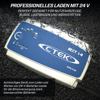 CTEK MXT 14 Professionelles Batterieladegerät 24V und Stromversorgung, Ladegerät für Nutzfahrzeuge,