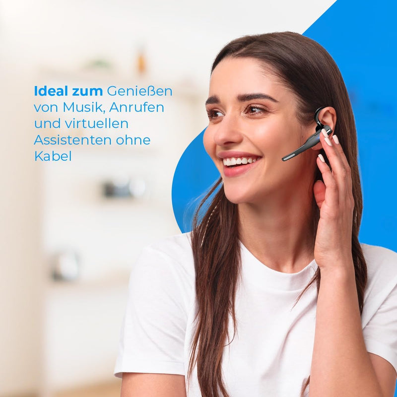 NK Wireless Bluetooth Headset 5.0 + 450 mAh Ladekoffer - Freisprech-Headset, Mikrofon, Clear Voice P