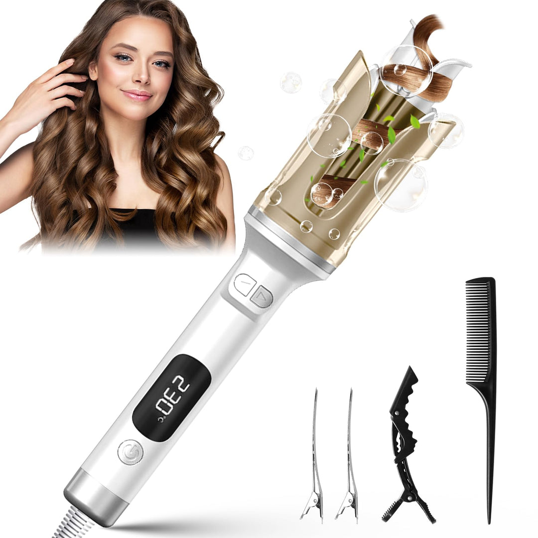 Lockenstab Automatisch Professioneller, Curling Iron, Rotierender Anti-Verbrühungs-Keramik-Lockensta