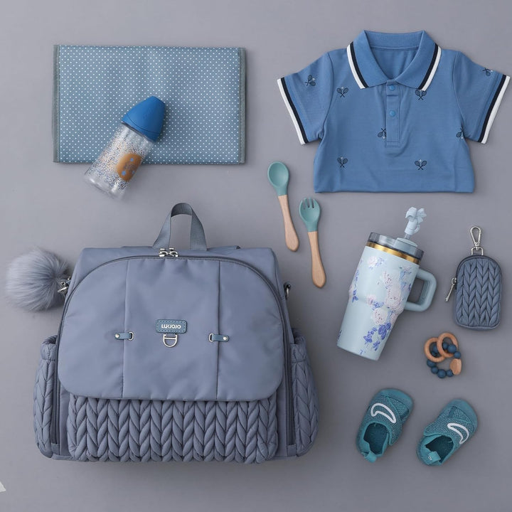 Leila Wickelrucksack mit verstellbaren Schultergurten, Kinderwagen-Clips und Wickelauflage – Modebew
