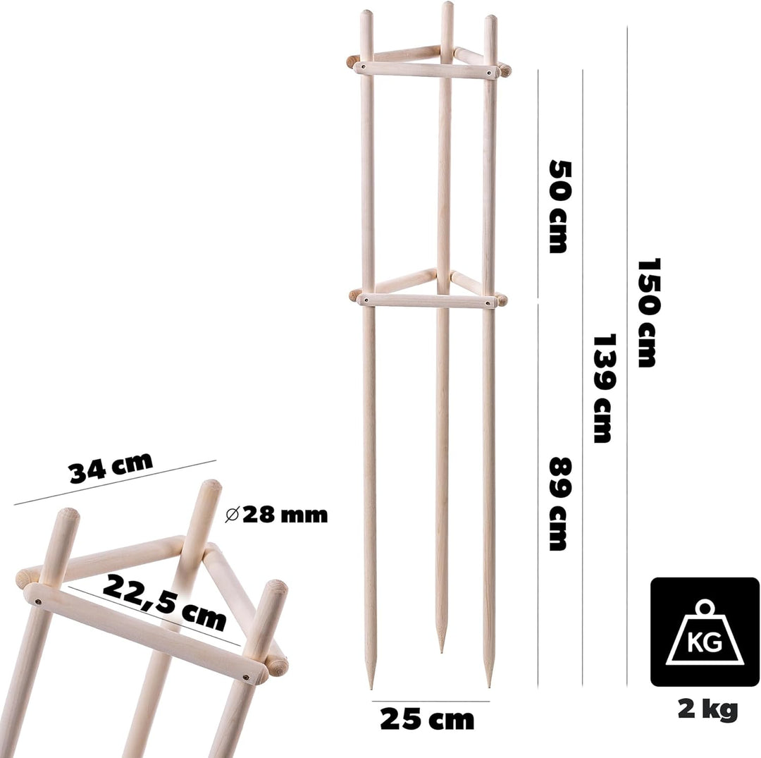 KADAX Baumstütze 150 cm aus robustem Holz, Baumpfahl zur sicheren Fixierung junger Bäume & Sträucher
