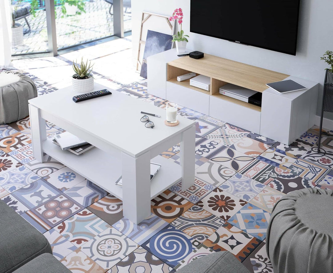 Dmora - Topeka TV-Ständer, Fernseh-Sideboard für das Wohnzimmer, moderner TV-Ständer, niedriges Mehr