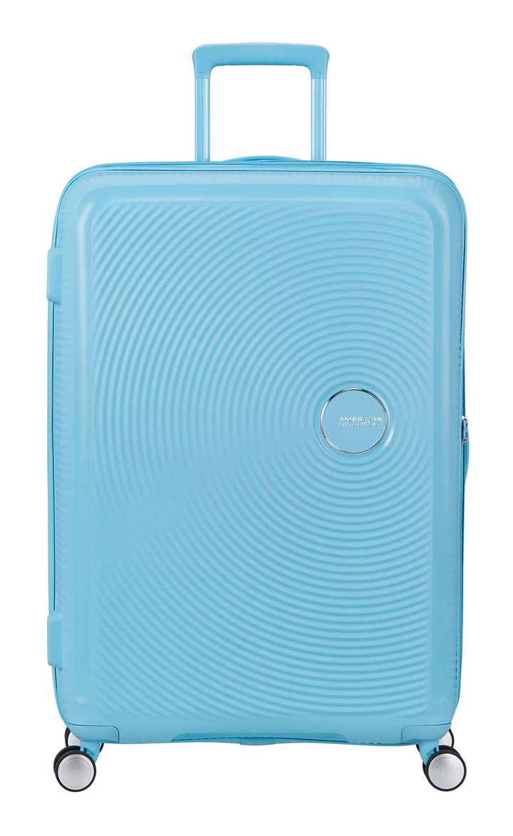 American Tourister Soundbox Spinner 77/28 TSA EXP Trolley Blueberry Fizz hellblau