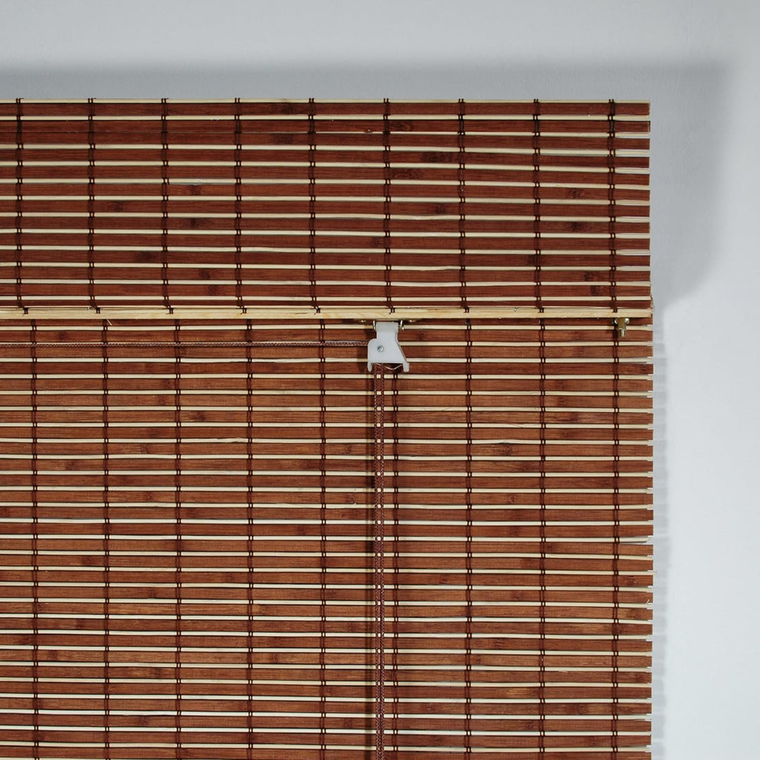 Liedeco Rollo Holz mit Seitenzug, Holzrollo für Fenster und Tür braun B 90 cm x L 220 cm Braun 90 cm