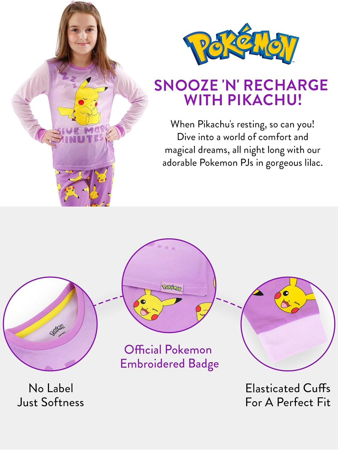 Pokémon Schlafanzug | Pikachu Pyjama Mädchen | Schlafanzüge Für Mädchen Pikachu 116 Rosa, 116 Rosa