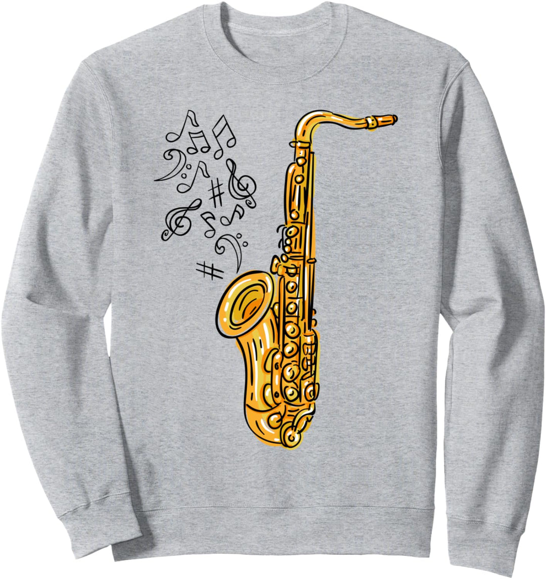 Cooles Saxophon und Noten Geschenkidee Jazzmusiker Musiker Sweatshirt