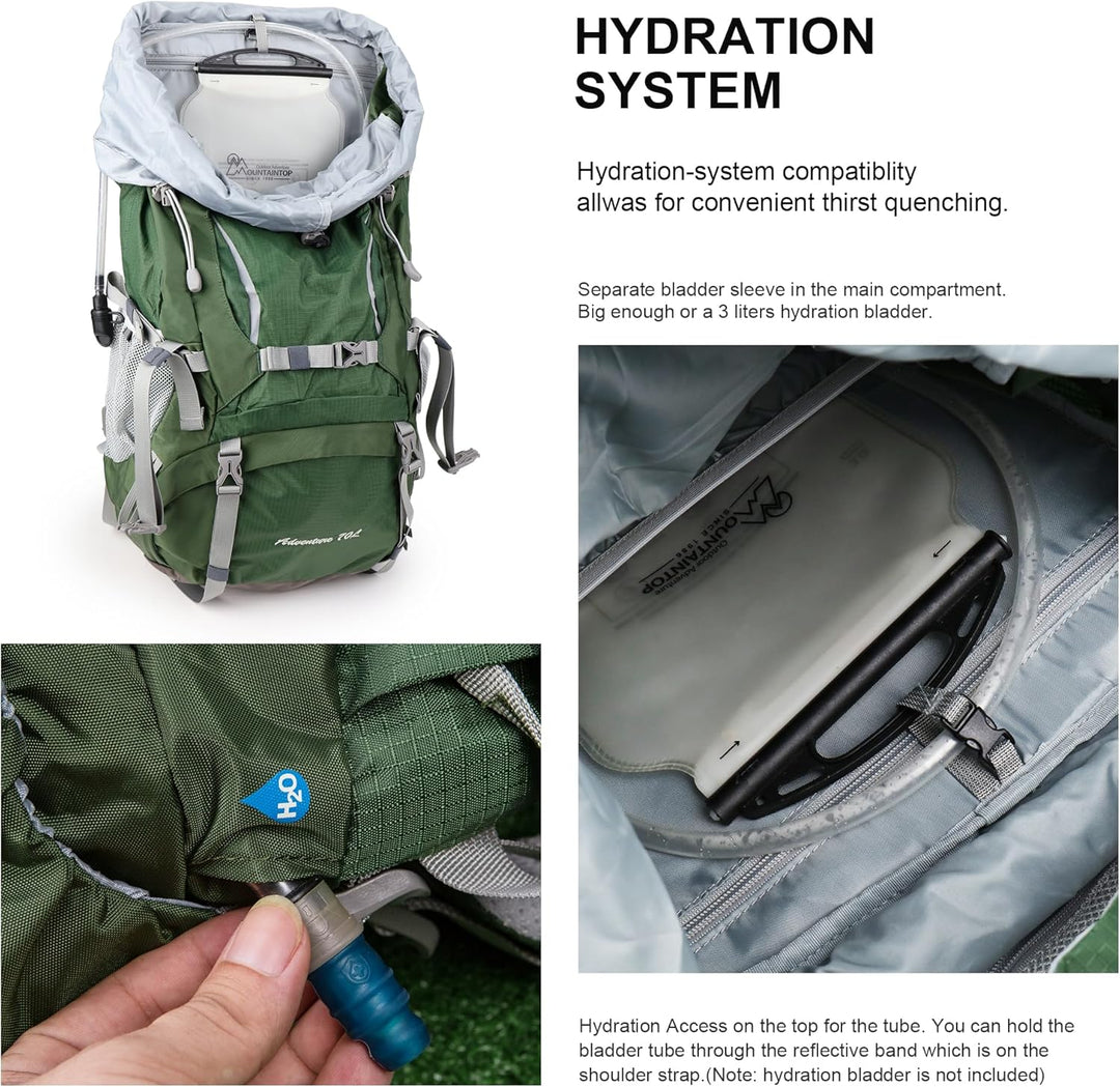 MOUNTAINTOP 70L Trekkingrucksack Innenrahmen Rucksack Wanderrucksack Herren Damen Backpacking Rucksa