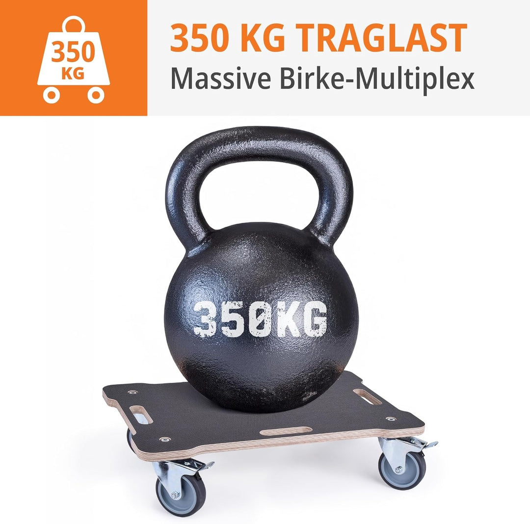 WFix Transportroller 40 x 48 cm 350 kg Tragkraft - Birke-Multiplex 18 mm mit Anti-Rutsch - 4 leise G