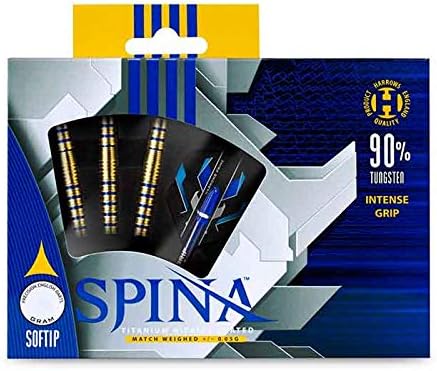 Harrows Spina Dartpfeile aus 90% Wolfram, weiche Spitze, Schwarz 18.0 Gramm, 18.0 Gramm