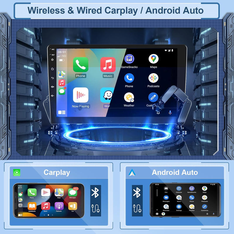 Hodozzy Carplay/Android Auto Android Autoradio 2 Din für Toyota Aygo/Peugeot 107/Citroen C1 2005-201