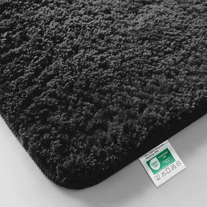 casa pura Badematte schwarz weicher, Flauschiger Badezimmerteppich in Shaggy Optik, Badvorleger ruts