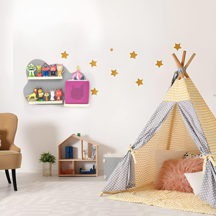 Harewu Regal Magnetisch für Kompatibel mit Toniebox,for Tonie Puppen Grau Wolke Toniebox Regal,Wandr