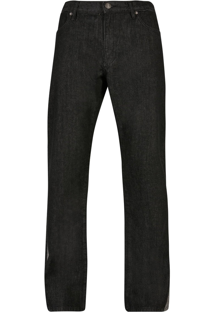 Urban Classics Herren Hose, Organic Triangle Denim Jeans aus BIO-Baumwolle, weites Bein mit Einsatz