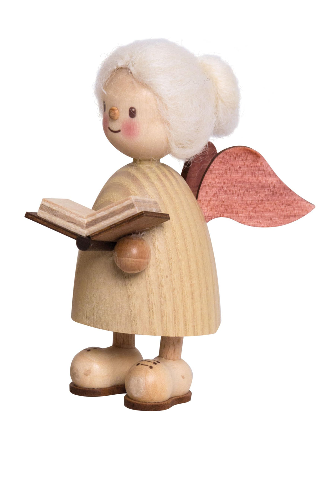 Kuhnert Drechslerei Dekoration/Holzfigur aus Massivholz mit Schafwollfrisur - Finn &amp; Finja - Motiv: