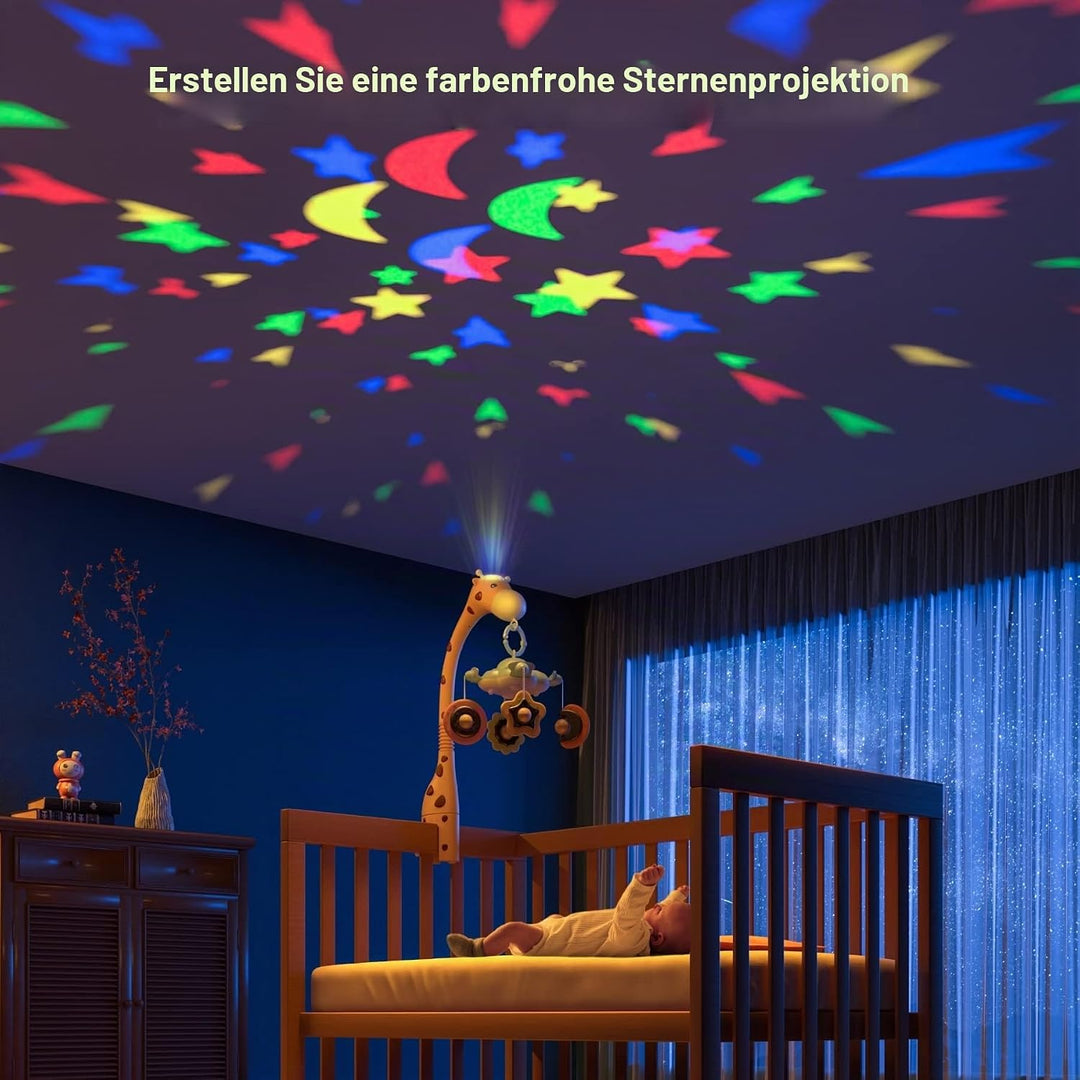 TUMAMA Mobile Baby 3 in 1 Kinderbett Spielzeug mit Fernbedienung, Projektion Nachtlicht, Musik und w