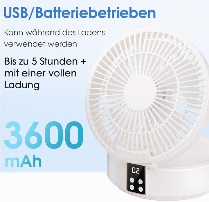 Ausbond Leiser kleiner Lüfter, USB Desktop Lüfter, leiser und starker Wind, tragbarer, mit LED-Licht
