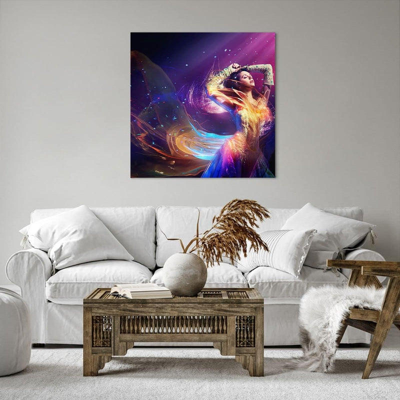 Bilder auf Leinwand 70x70cm Leinwandbild Schönheit Disco Mode Make-up Gross Wanddeko Bild Schlafzimm