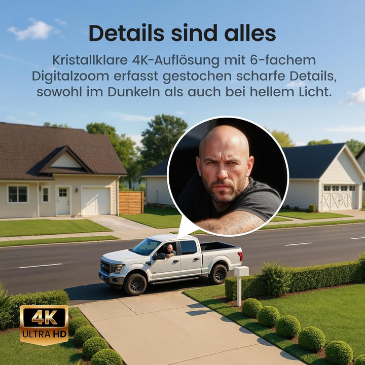 aosu T2 Ultra 4K UHD Überwachungskamera Aussen Solar Akku für aosuCortex, 2 Cam-Kit, TrueColor Nacht