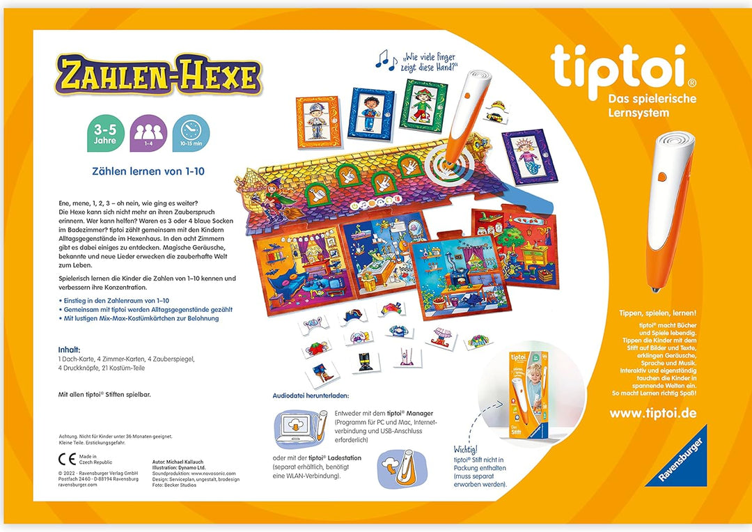 Ravensburger tiptoi Spiel 00132 Zahlen-Hexe, Zählen Lernen von 1-10 für Kinder ab 3 Jahren