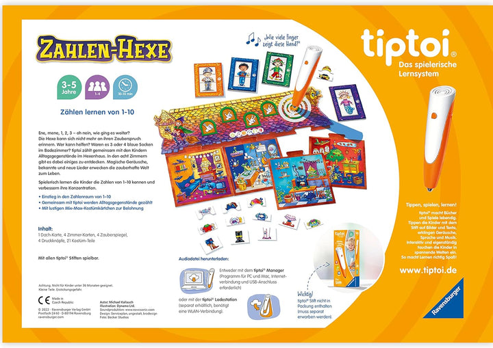 Ravensburger tiptoi Spiel 00132 Zahlen-Hexe, Zählen Lernen von 1-10 für Kinder ab 3 Jahren