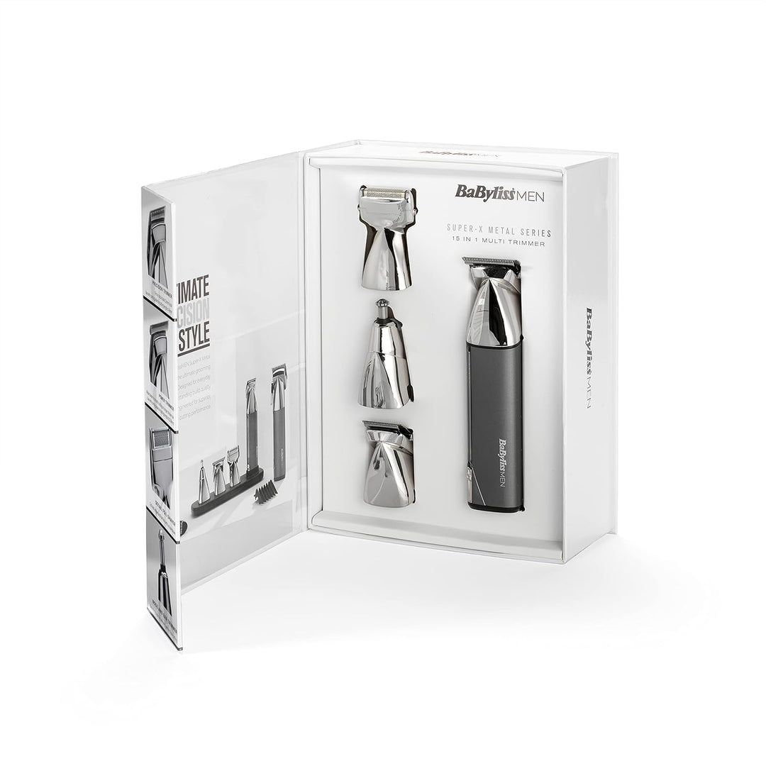 BaByliss Men Super-X Metal Series 15-in-1 Multitrimmer, Silber, Grau, Multi Trimmer