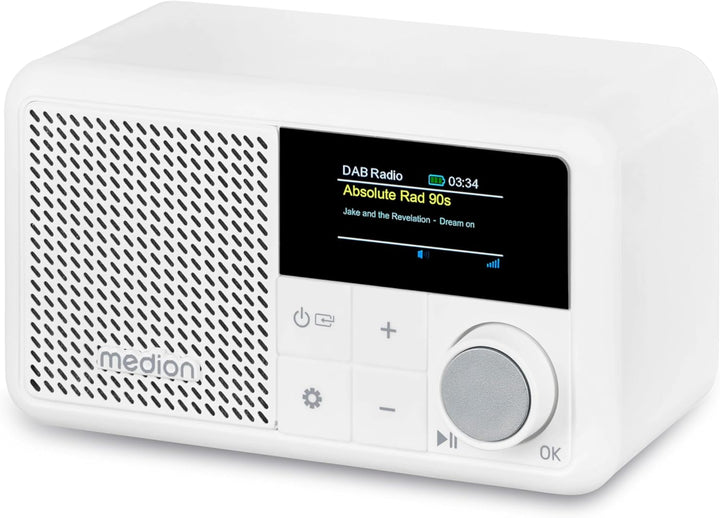 MEDION S66822 Tragbares Mini DAB+ Radio mit Bluetooth (Akku, dimmbares Farbdisplay, Teleskopantenne,