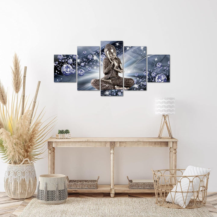 Runa Art Wandbilder Buddha Feng Shui 5 Teilig Bild auf Vlies Leinwand Deko Wohnzimmer Schlafzimmer A