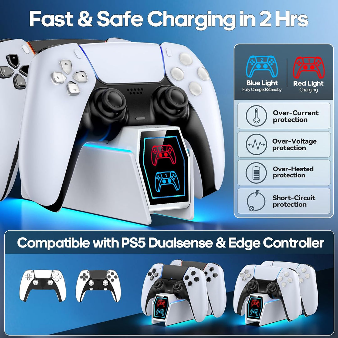PS5 Controller Ladestation, RGB PS5 Zubehör Ladestationen für PS5 Controller & Edge Controller, PS5