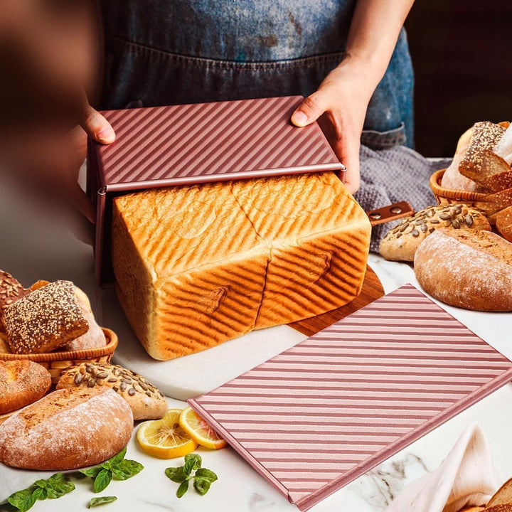 Toastbrot Backform Brotbackform mit Deckel Kastenform Brot Backen Roségold Toastbrotform Aluminium S