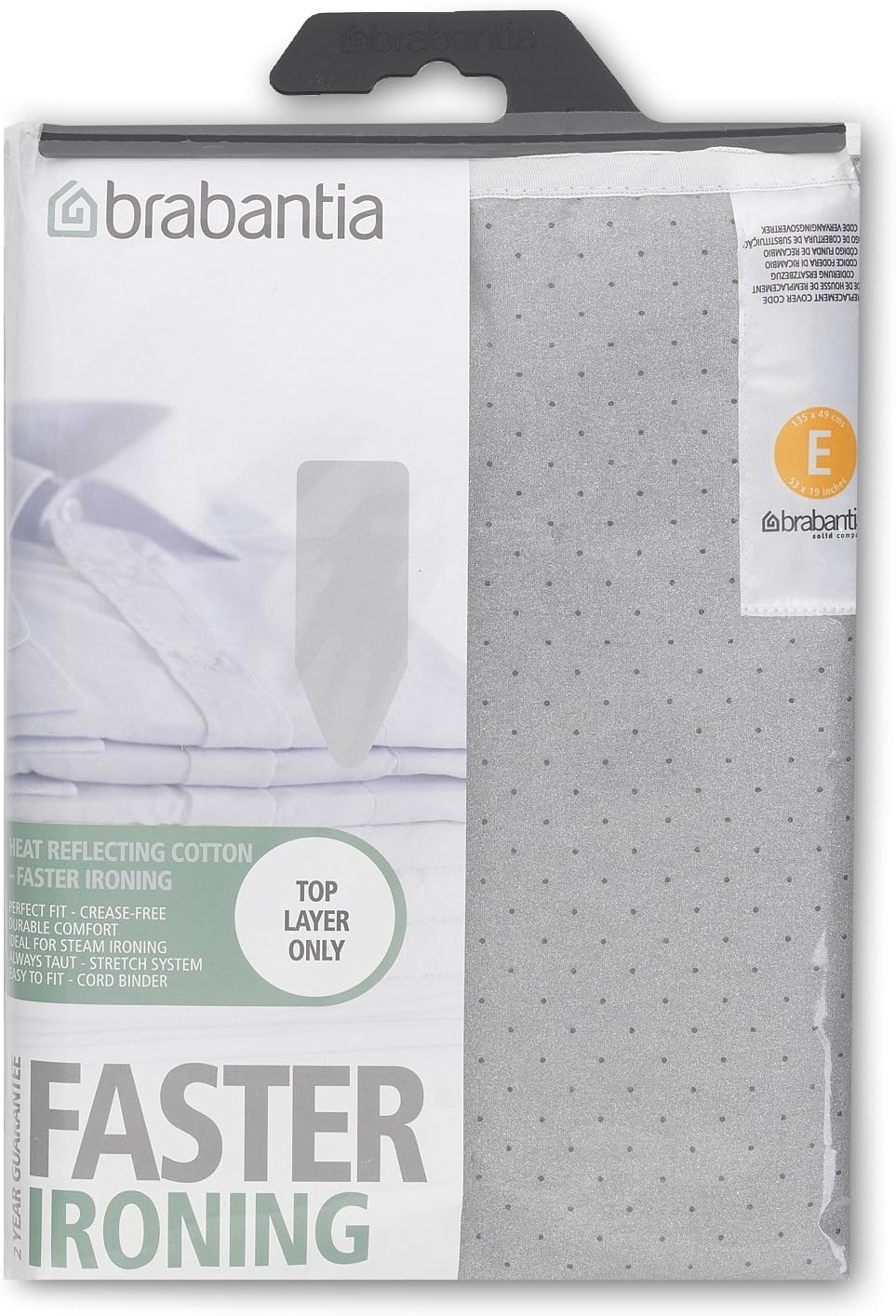 Brabantia 317309 Silikonbezug 135 x 49 cm Schaumstoff E Bügeltisch (135 x 49 cm) 2mm Schaumstoff Met