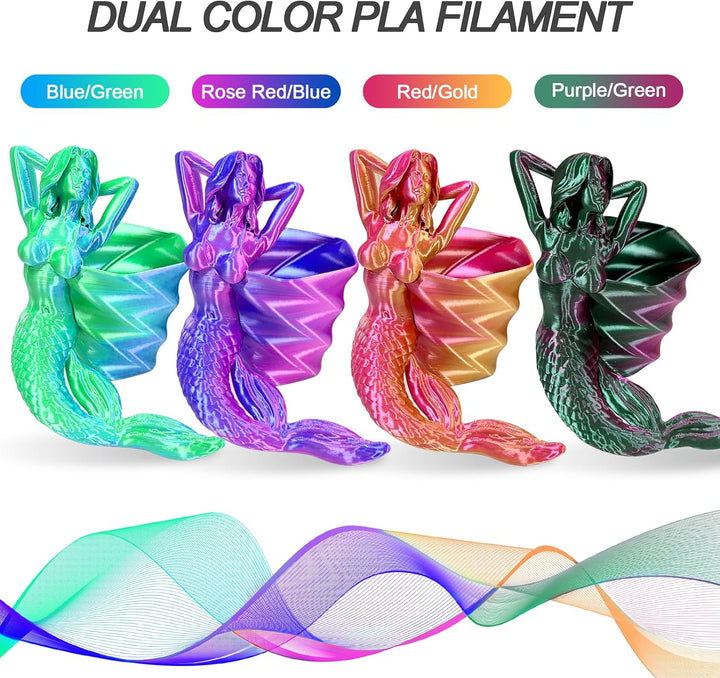 YOUSU Silk PLA 3D Drucker Filament Bundle, PLA Filament 1.75mm, Zweifarbige Filament, Silk Filament,