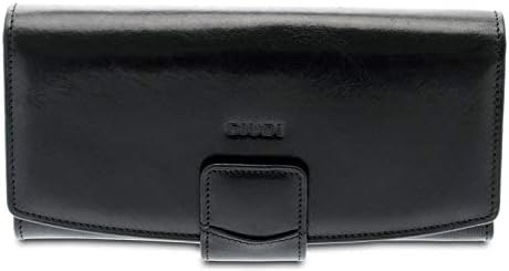 GIUDI ® - Damen Geldbörse aus Rindsleder, Geldbörse, Kartenetui, echtes Leder Schwarz, Schwarz