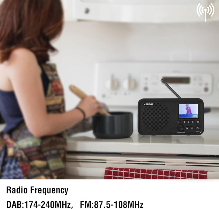 LEICKE tragbares DAB+ Radio mit Bluetooth 5.0 | DAB/DAB+ und UKW Radio, 2,4" Farbdisplay, 80 Voreins