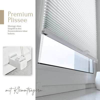 Home-Vision® Premium Plissee Faltrollo ohne Bohren mit Klemmträger / -fix (Weiss, B75cm x H150cm) Bl