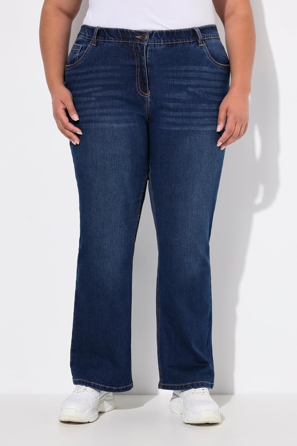 Ulla Popken Damen Hose Bootcut-Jeans 33W / 30L Blue Denim, 33W / 30L Blue Denim