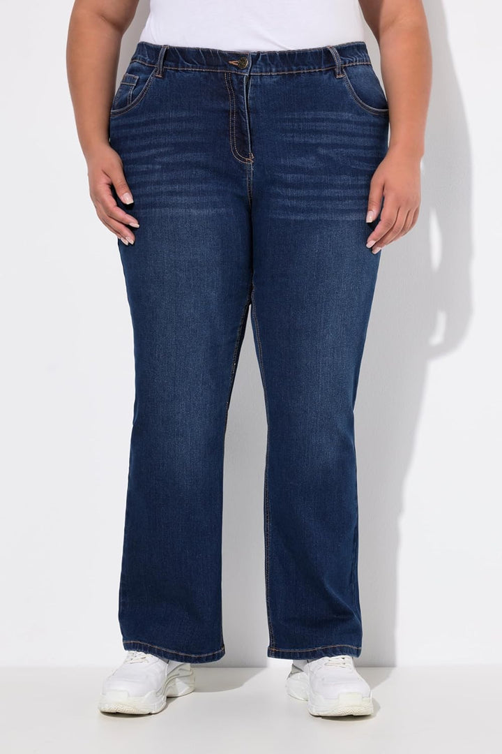 Ulla Popken Damen Hose Bootcut-Jeans 33W / 30L Blue Denim, 33W / 30L Blue Denim