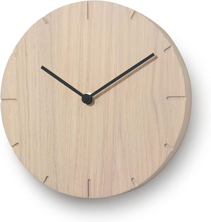 Natuhr Wanduhr Eiche gekalkt Holz Solide 20 cm Mini Massivholz, geräuscharmes U.T.S. Uhrwerk (Eiche