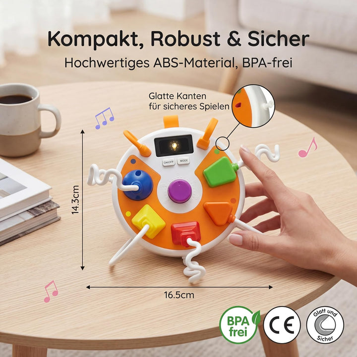 Montessori Steckdose Spielzeug 2026 Neuheit, Multifunktionales Busy Board mit Musik & 6 Geräuscheffe