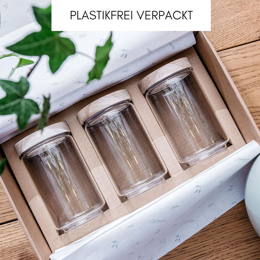 Econovo® Vorratsgläser mit Deckel Set 1000ml/700ml/500ml/300ml (4-teilig) aus Borosilikatglas mit Ho