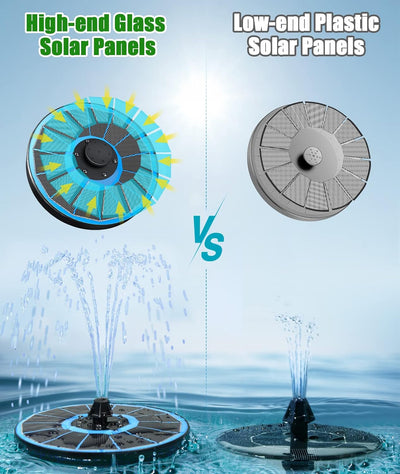 SZMP Solar Springbrunnen für aussen 100% Glas 2023 Upgraded,3.5W Solar Teichpumpe mit 8 Effekte Sola